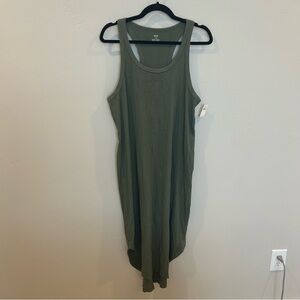 Women’s Aerie Ribbed Racer Back Tank Midi Dress, Olive, Large